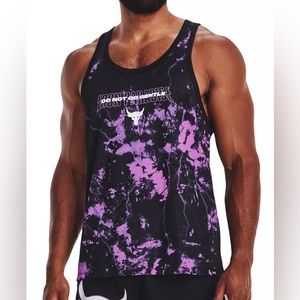 Mens Under Armour Project Rock Iron Paradise Print Mesh Tank Top - Purple Size M